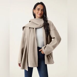 Women's Beige Sweater with Scarf